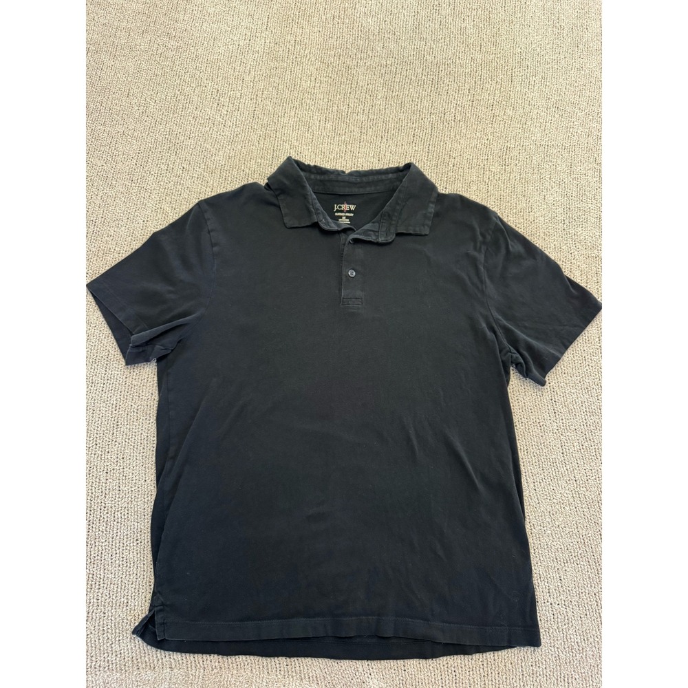 J.Crew Mens Sueded Jersey Polo Shirt Black Untucked Fit Short Sleeve M